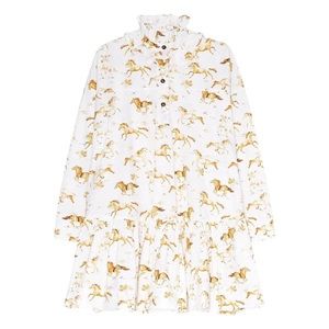 Ganni poplin ruffle horse mini dress